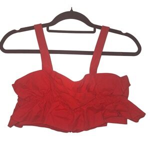 Alpha & Omega Red Spaghetti‎ Strap Bra Top Women's Size Small Ruffle Festival